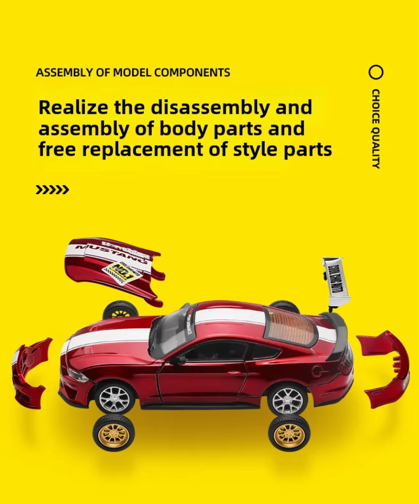 CCA 1/42 Diecast Model Car Ford Mustaand GT DIY Assemble Version Doors Open Diecast Toys Collection Creative Gifts