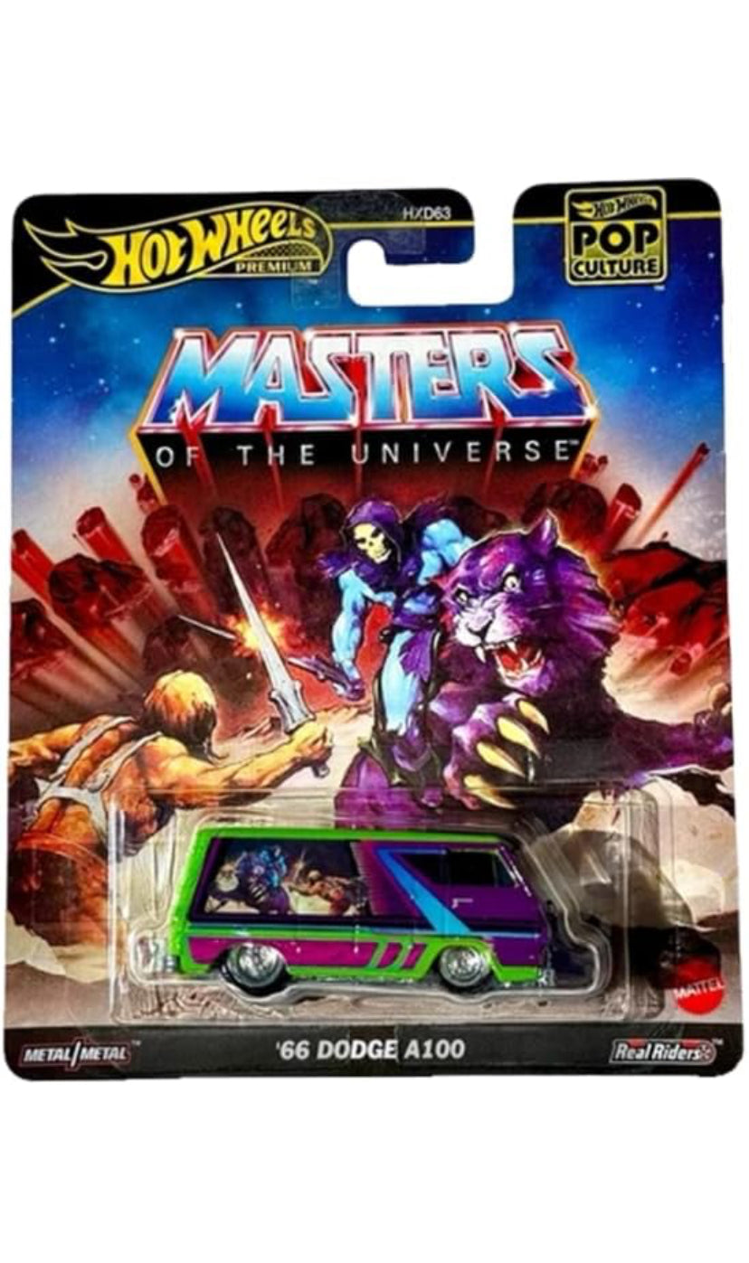 Hot Wheels Premium Motu,1:64 66 Dodge A100 Scale Die-Cas Vehicle with Real Riders Tires (Green)