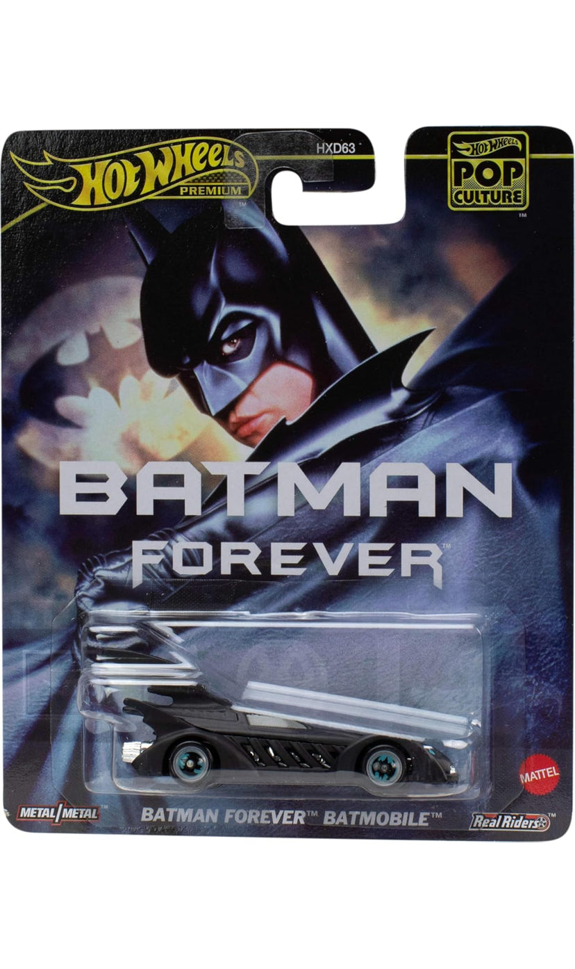 Hot Wheels Premium Pop Culture Batman Forever Batmobile, Die-Cast Metal Collectible Car, Real Riders