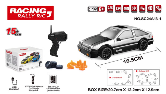 2.4ghz 1:24 Drift RC Car 4WD Race Car Children Toys High Speed Full Function Racing Car with Spare Tire and Obstacl