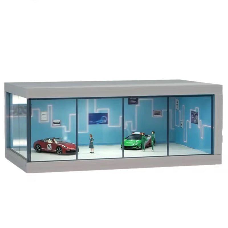 1:64 Scale Parking Lot Display Case – Diecast Car Display for Mini Cars, Model Vehicles – Diorama Garage Showroom for Collectors (Without Cars) (Blue) | Best of Craft