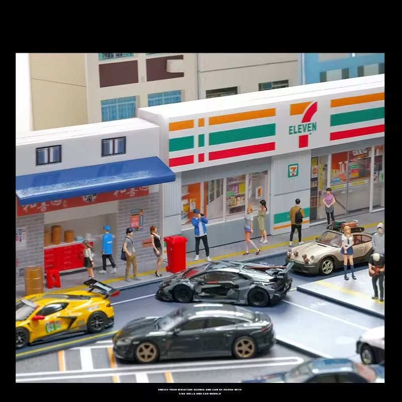 New 1:64 Scale Diecast Parking Spaces Lot Scene With Led Lighting Pvc Version Parking Garage Sence Model