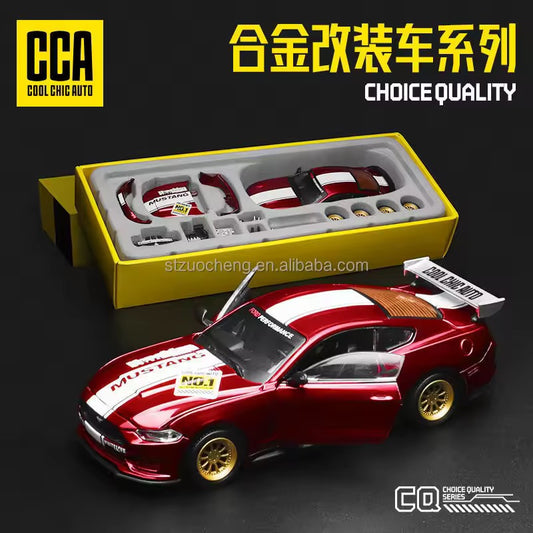 CCA 1/42 Diecast Model Car Ford Mustaand GT DIY Assemble Version Doors Open Diecast Toys Collection Creative Gifts
