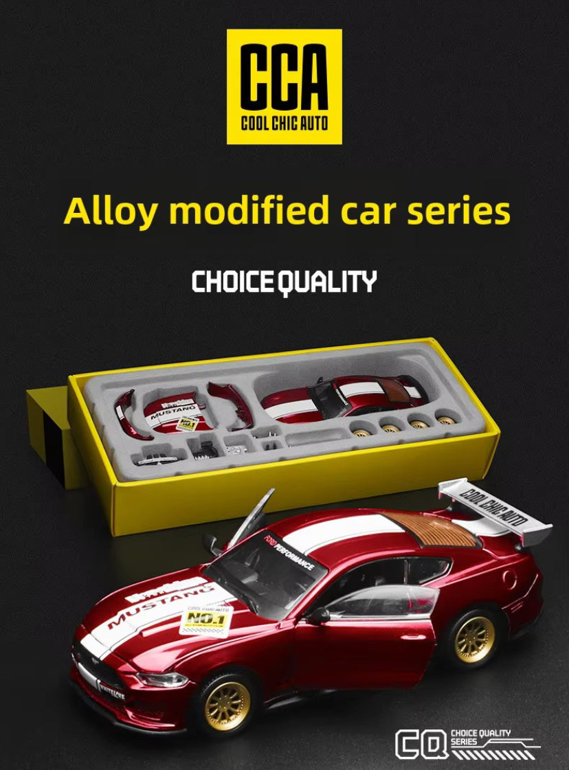 CCA 1/42 Diecast Model Car Ford Mustaand GT DIY Assemble Version Doors Open Diecast Toys Collection Creative Gifts