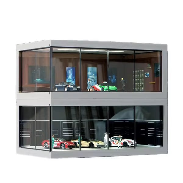 1:64 Scale Parking Lot Display Case – Diecast Car Display for Mini Cars, Model Vehicles – Diorama Garage Showroom for Collectors (Without Cars) (Blue) | Best of Craft