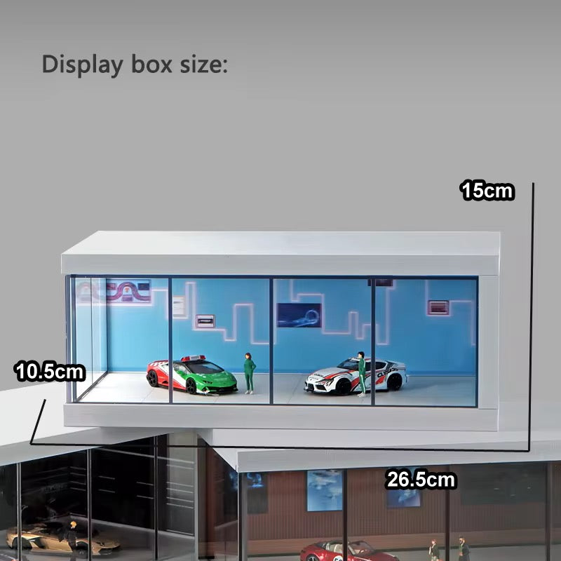1:64 Scale Parking Lot Display Case – Diecast Car Display for Mini Cars, Model Vehicles – Diorama Garage Showroom for Collectors (Without Cars) (Blue) | Best of Craft