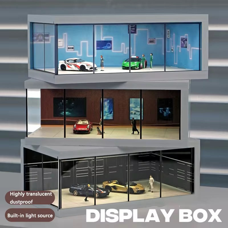 1:64 Scale Parking Lot Display Case – Diecast Car Display for Mini Cars, Model Vehicles – Diorama Garage Showroom for Collectors (Without Cars) (Blue) | Best of Craft