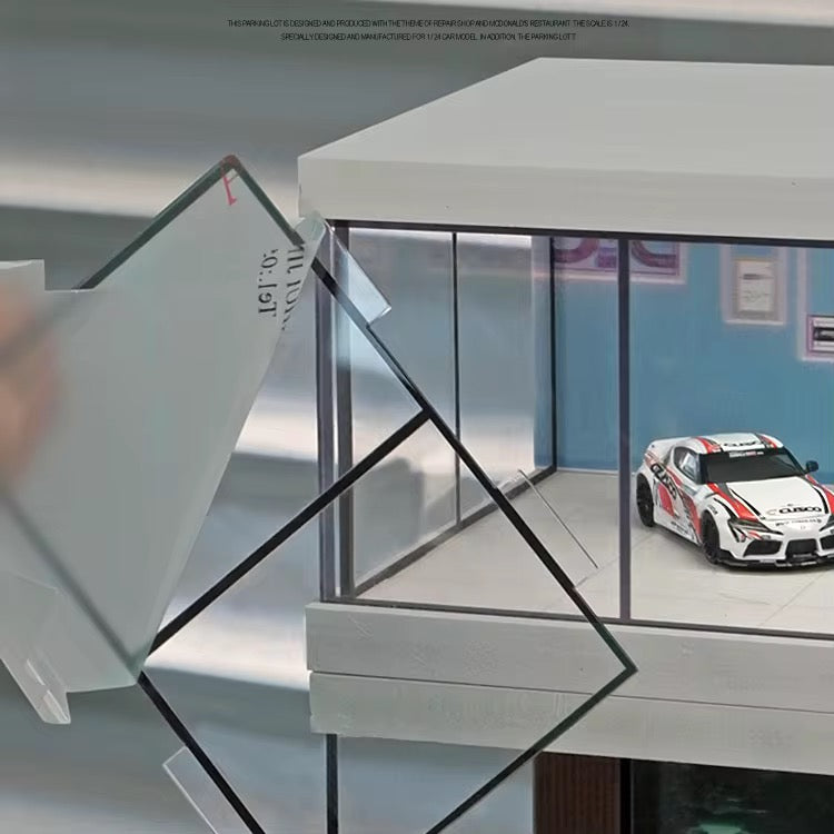 1:64 Scale Parking Lot Display Case – Diecast Car Display for Mini Cars, Model Vehicles – Diorama Garage Showroom for Collectors (Without Cars) (Blue) | Best of Craft