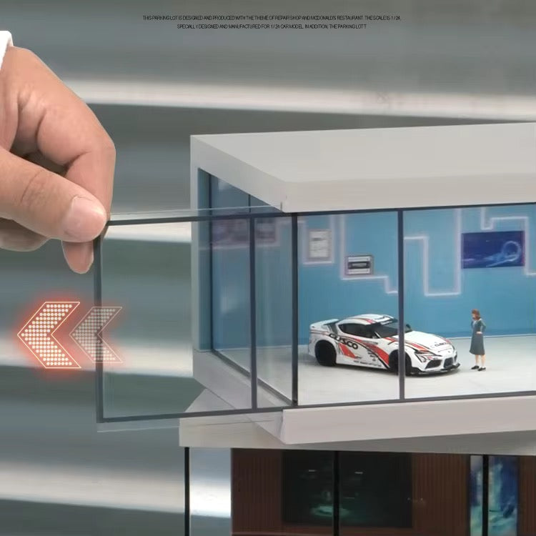 1:64 Scale Parking Lot Display Case – Diecast Car Display for Mini Cars, Model Vehicles – Diorama Garage Showroom for Collectors (Without Cars) (Blue) | Best of Craft