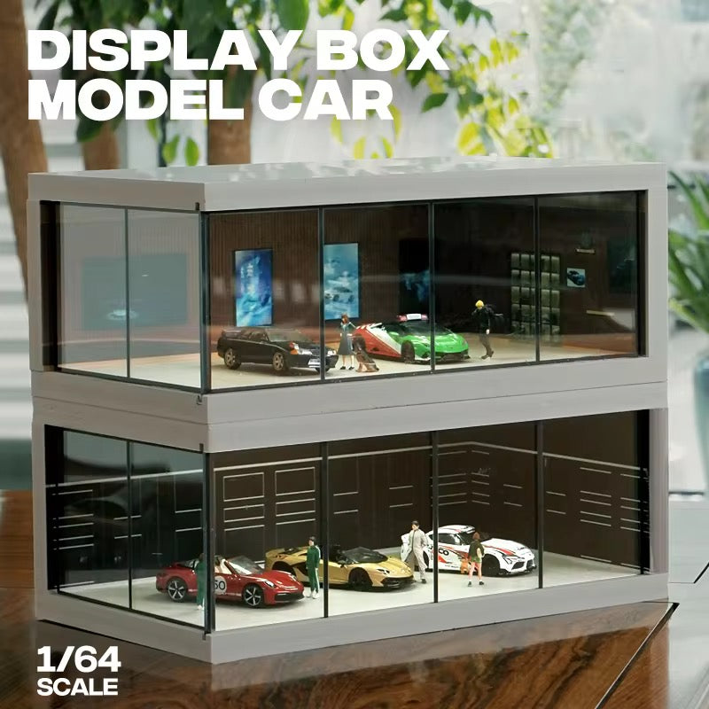 1:64 Scale Parking Lot Display Case – Diecast Car Display for Mini Cars, Model Vehicles – Diorama Garage Showroom for Collectors (Without Cars) (Blue) | Best of Craft