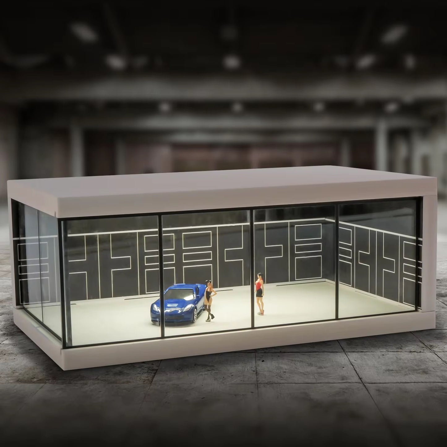 1:64 Scale Parking Lot Display Case – Diecast Car Display for Mini Cars, Model Vehicles – Diorama Garage Showroom for Collectors (Without Cars) (Blue) | Best of Craft